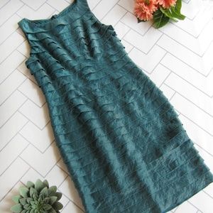 Adrianna Papell Teal Blue Tiered Flutter Dress